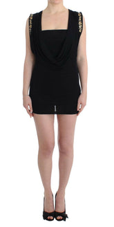 Roccobarocco Black Embellished Jersey Mini Sheath Short Dress -   -  Roccobarocco.